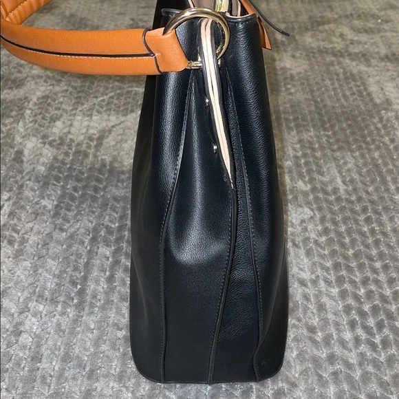Anthropologie Dolce Vita Vegan/Faux Leather Elegant Black and Tan Handbag. - Picture 7 of 14